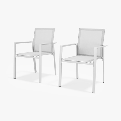 2-Piece Patio Stackable Dining Chairs with Full-Wrap Textilene & High Back - C053