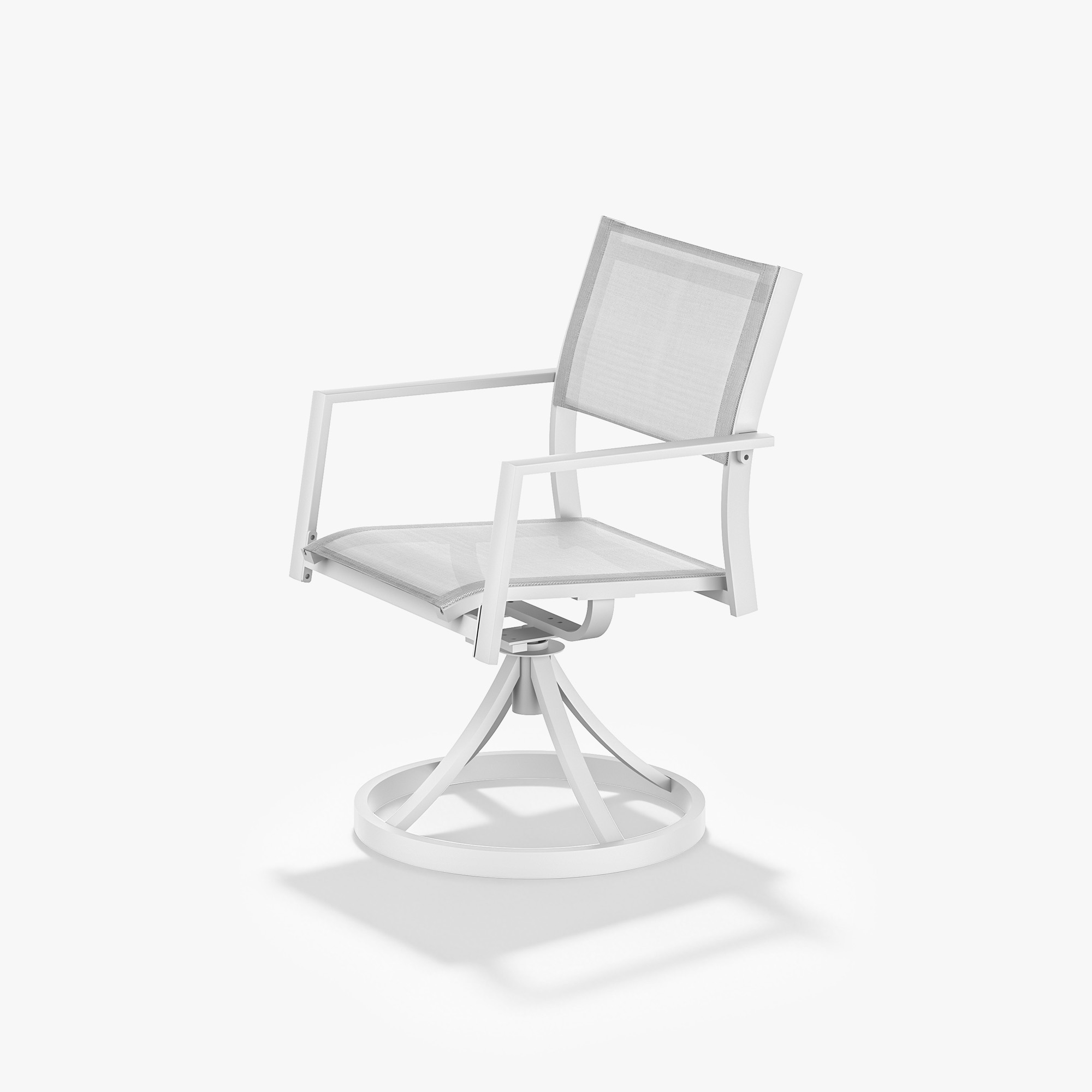 White stackable patio swivel dining chair with mesh seat and backrest -Seehill