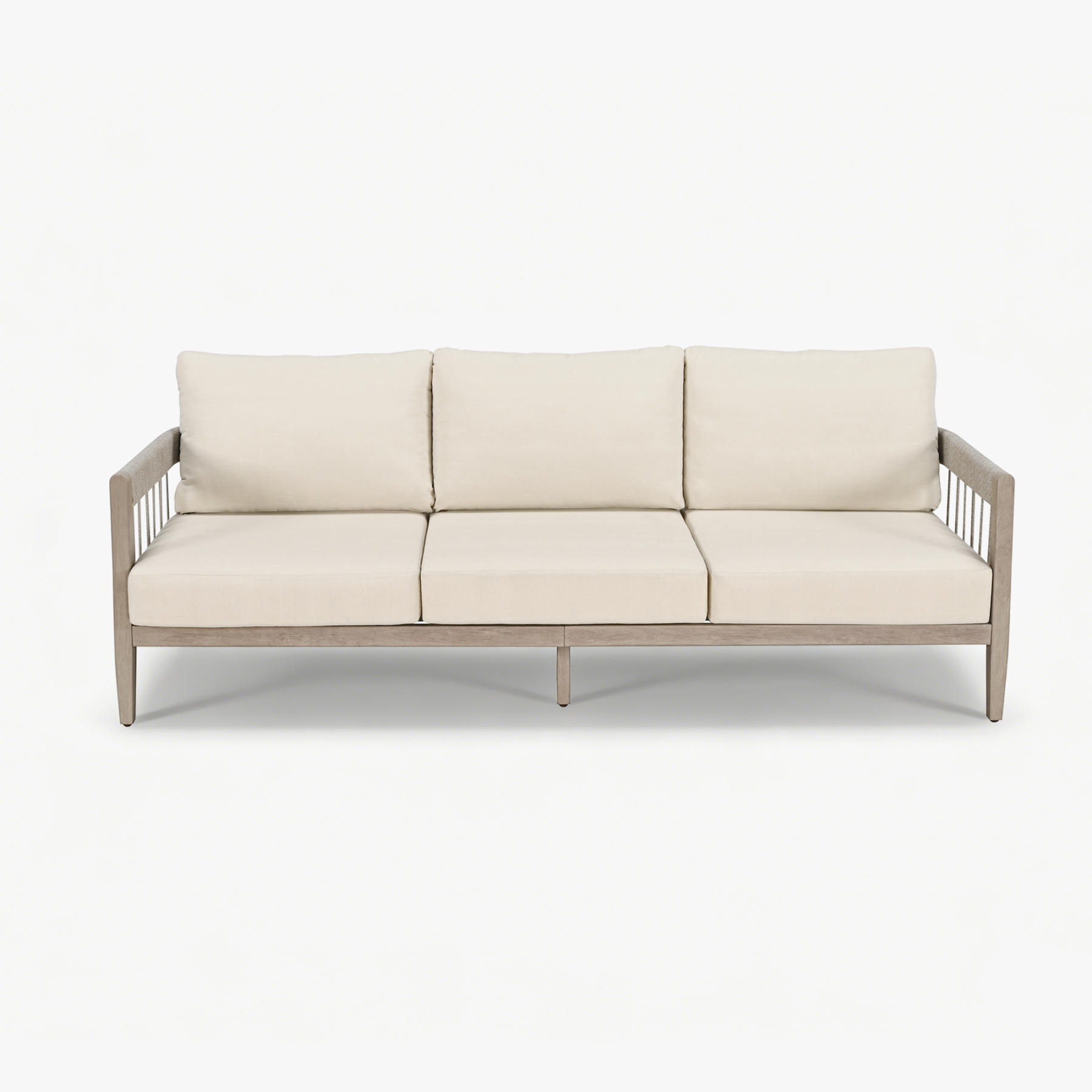 3-Seater Patio Outdoor Sofa with Faux Wood Grain Frame - C038