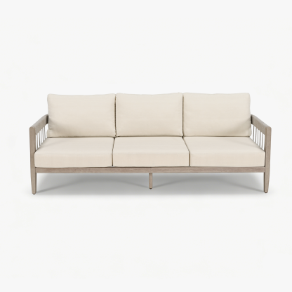 3-Seater Patio Outdoor Sofa with Faux Wood Grain Frame - C038