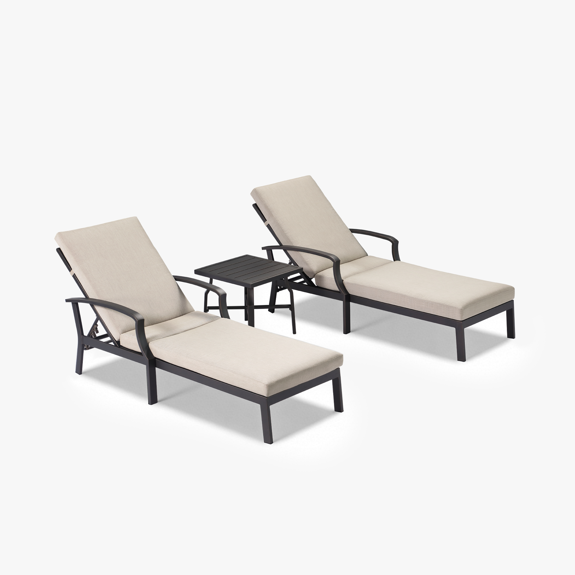 2/3-Piece Patio Outdoor Lounge with Adjustable Backrest Set - L008-3