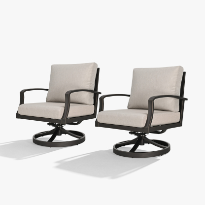 2-piece Wide Seating Patio Outdoor Swivel Sofa Chairs - C067