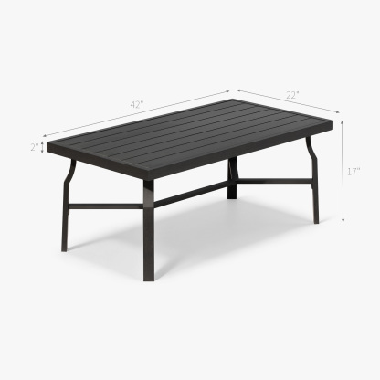Patio Outdoor Rectangle Coffee Table with Slatted Tabletop - D070