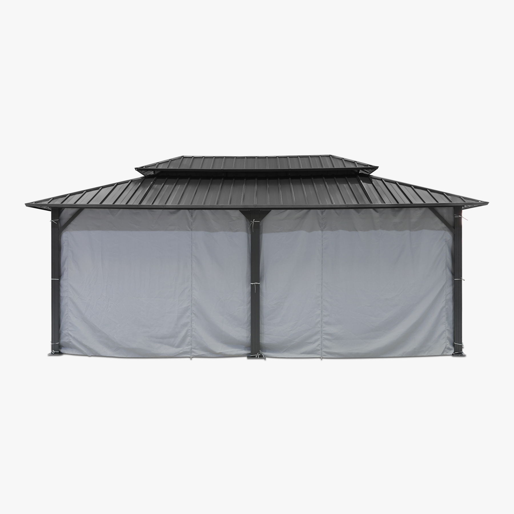 12' x 20' Outdoor Patio Hardtop Gazebo with Netting and Curtains - G030-5