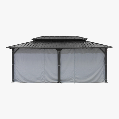 12' x 20' Outdoor Patio Hardtop Gazebo with Netting and Curtains - G030-5