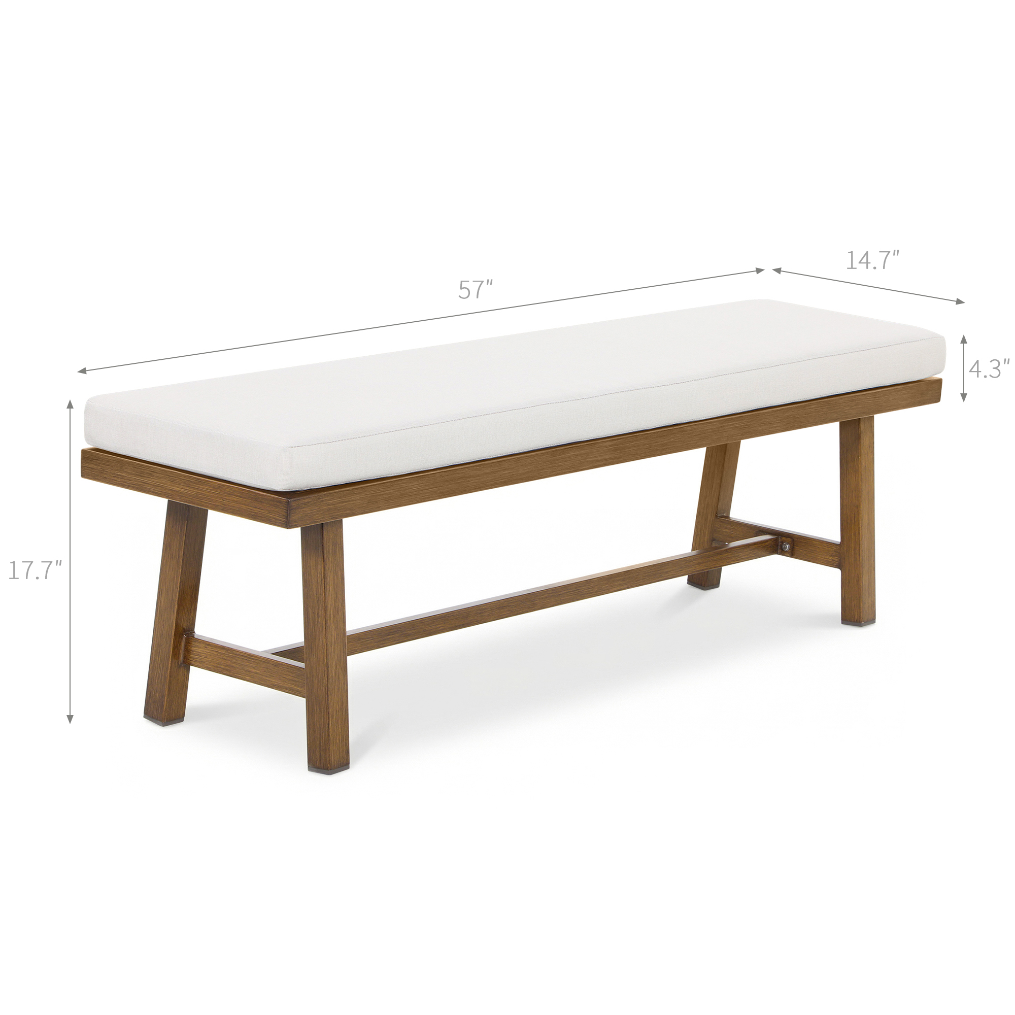 Aluminum Outdoor Patio Bench with Breathable  Cushion - C082