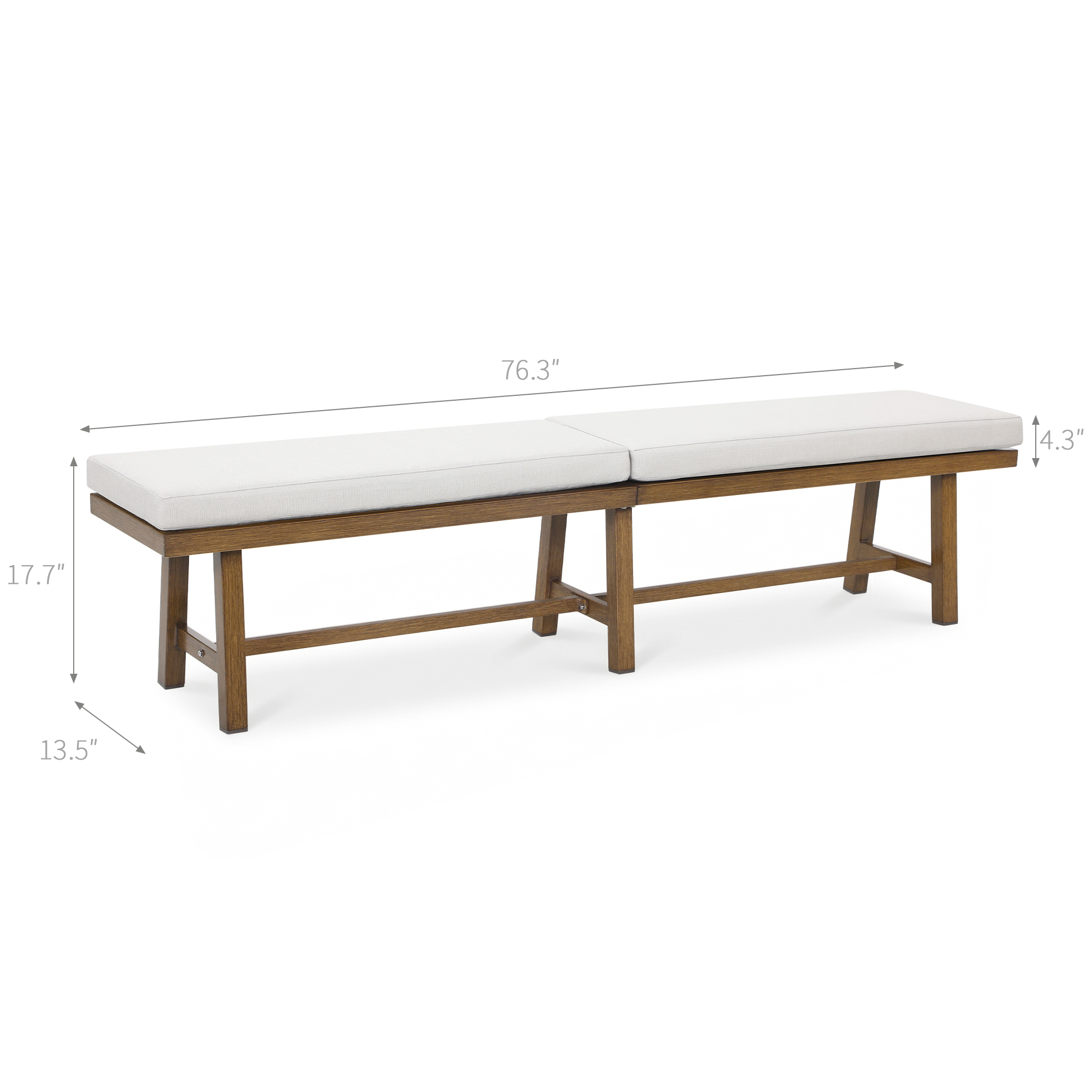 Aluminum Outdoor Patio Bench with Breathable  Cushion - C082