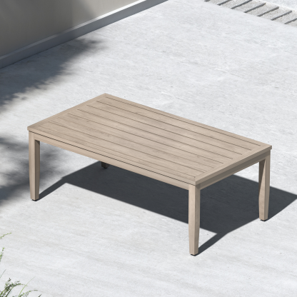Patio Outdoor Coffee Table with Faux Wood Grain Finish Frame - C039
