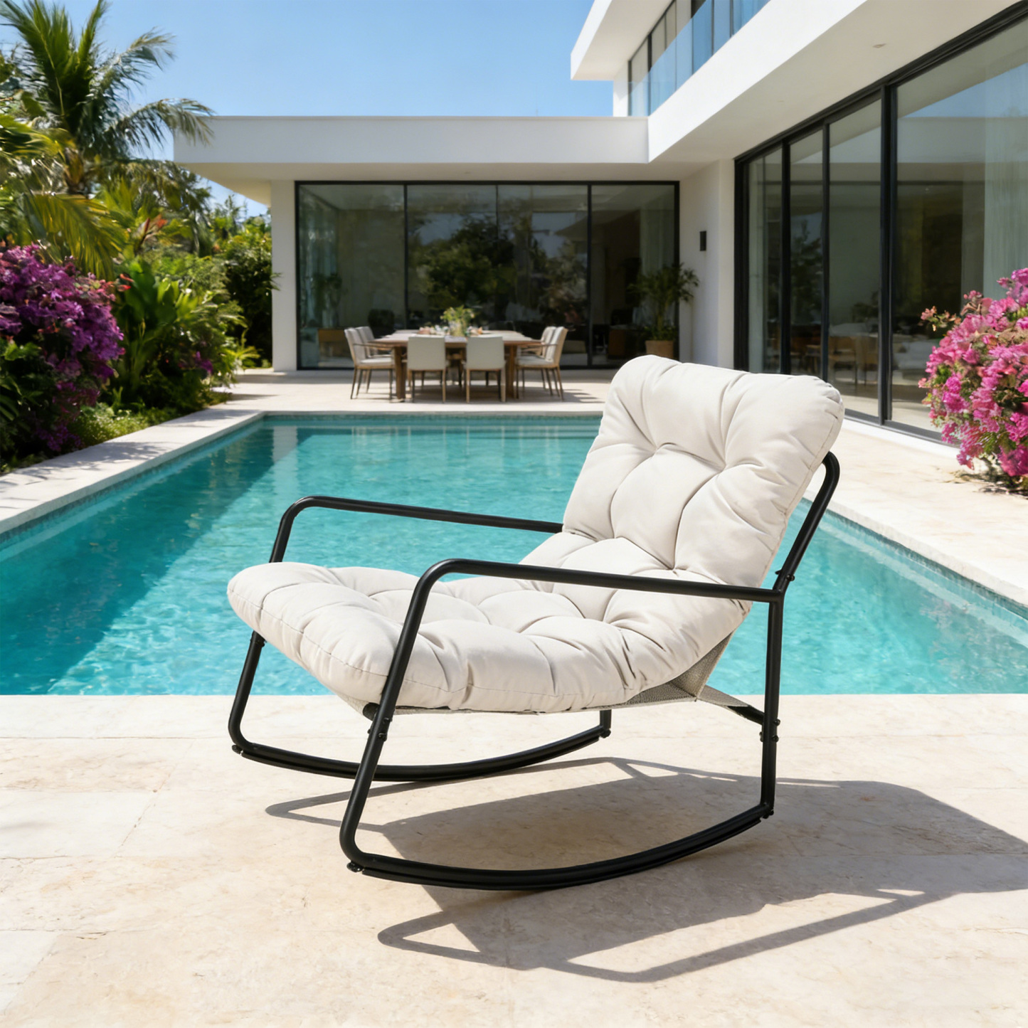 Metal Comfy Modern Patio Rocking Chair - C032-1