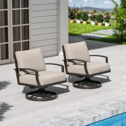 2-piece Wide Seating Patio Outdoor Swivel Sofa Chairs - C067