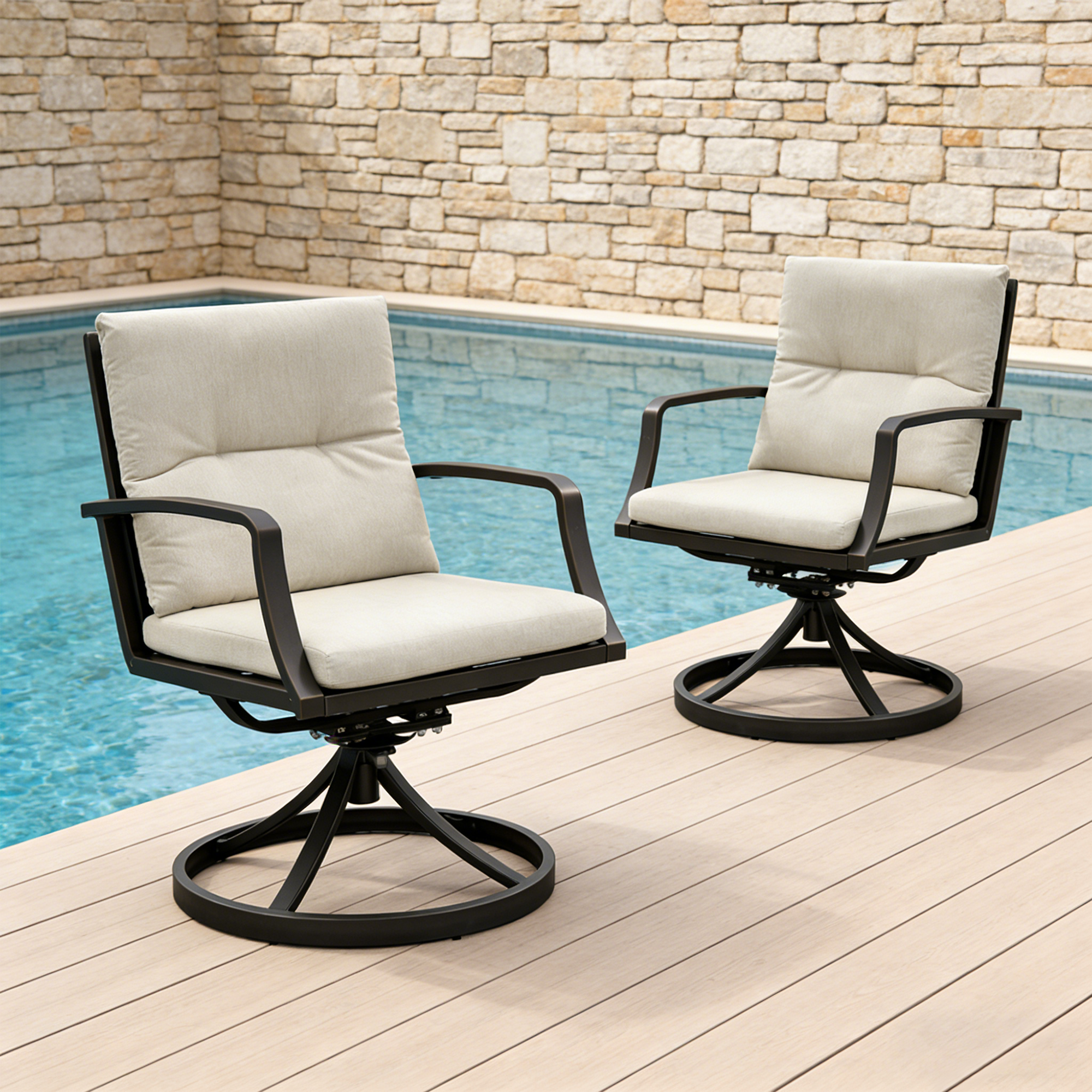 2-piece Patio Swivel Dining Chairs - C025