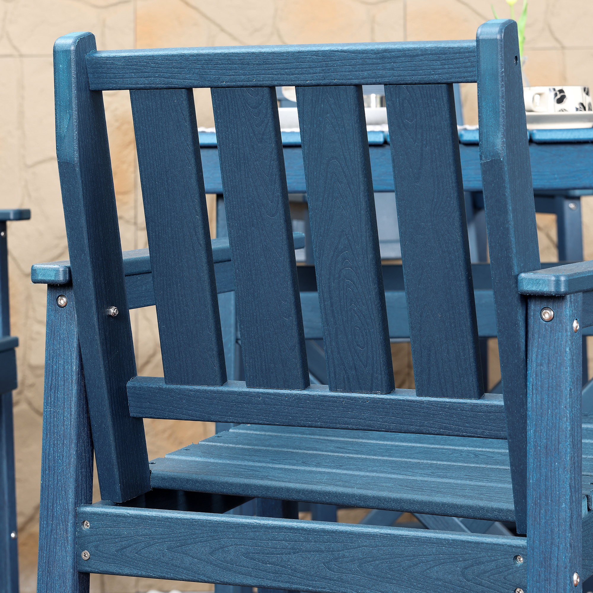 3/5-Piece HDPE Patio Adirondack Outdoor Bar Chairs Set - DS079