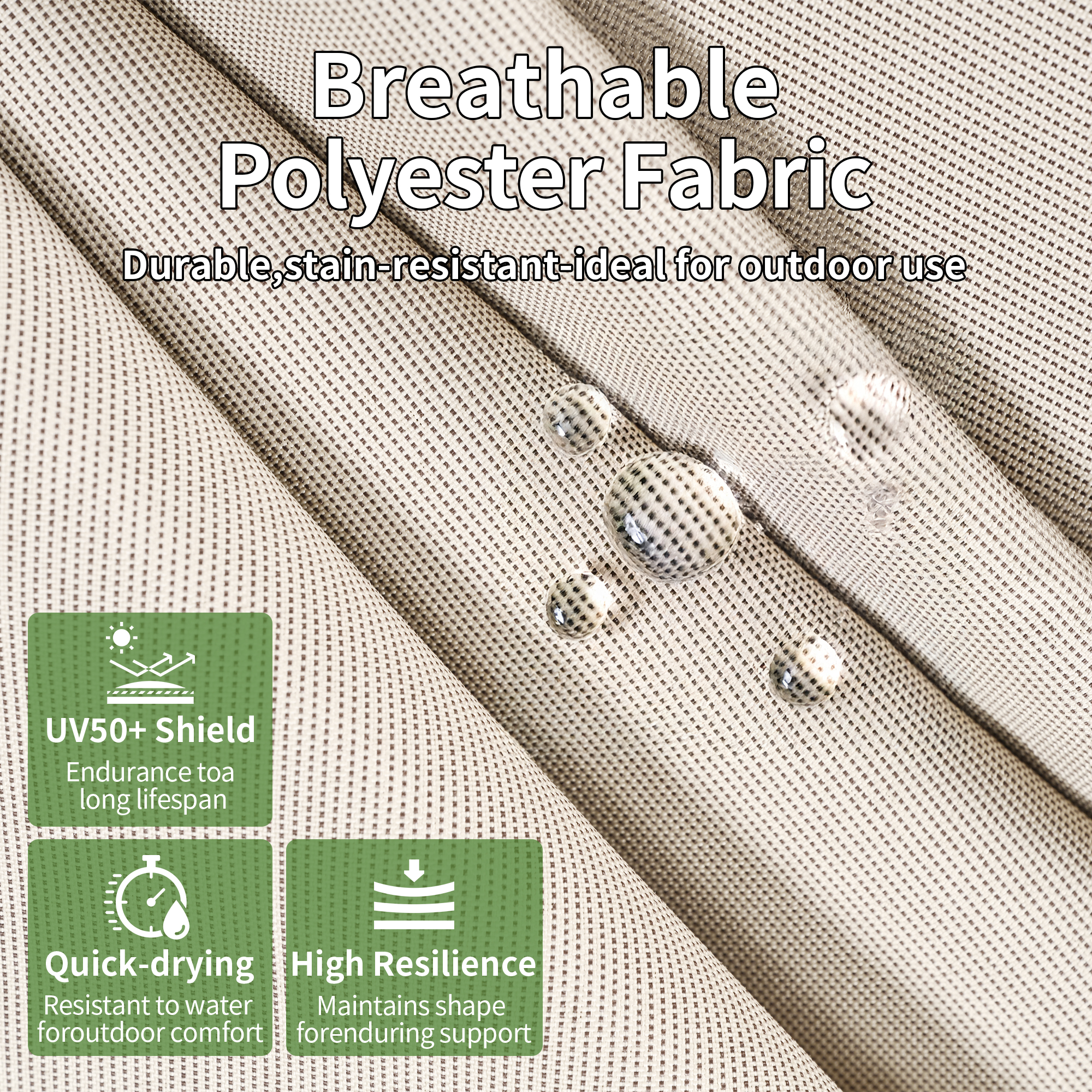 Close-up of breathable polyester fabric with water droplets highlighting stain resistance-Seehill