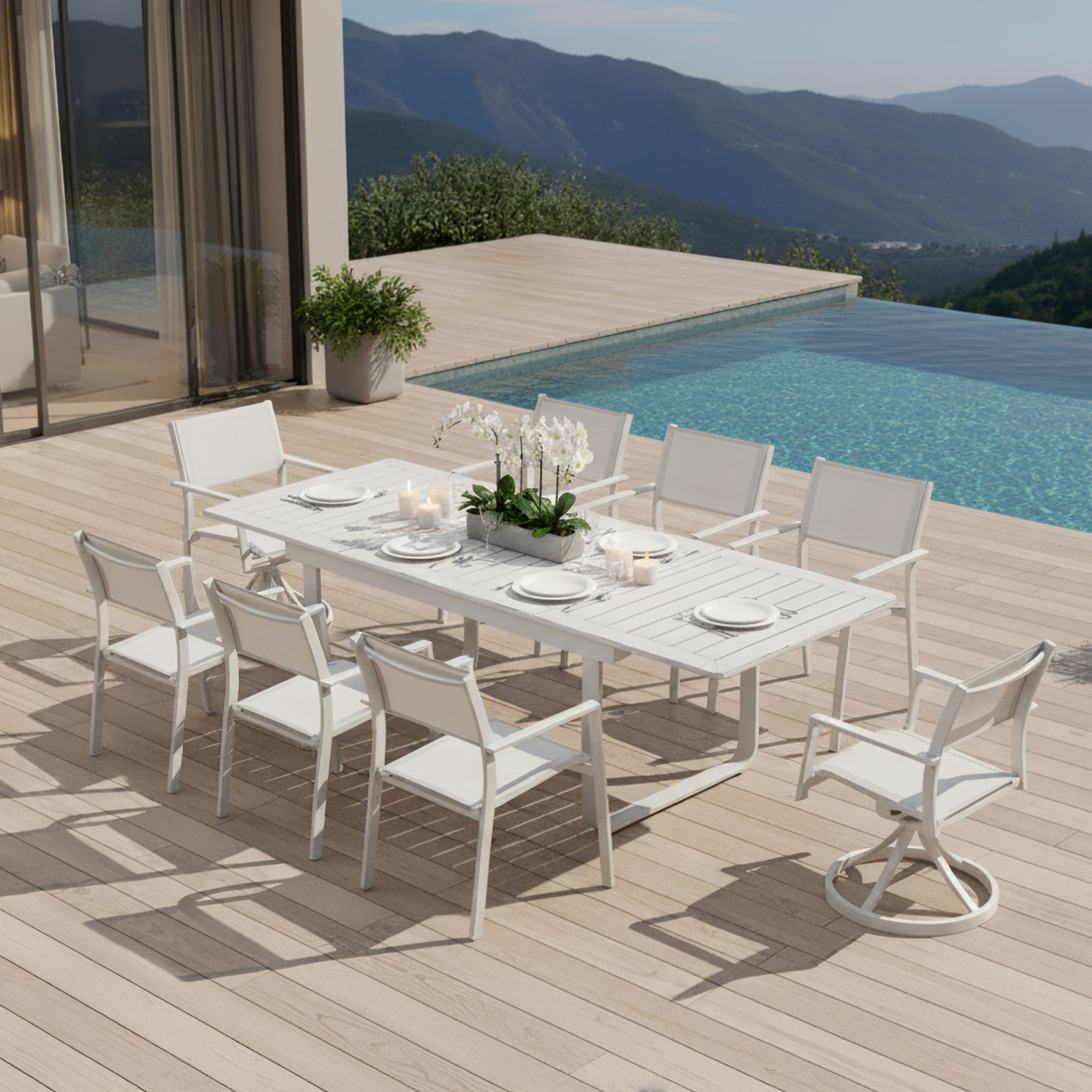 9-Piece Extendable Patio Outdoor Dining Set for 8 person - DS057