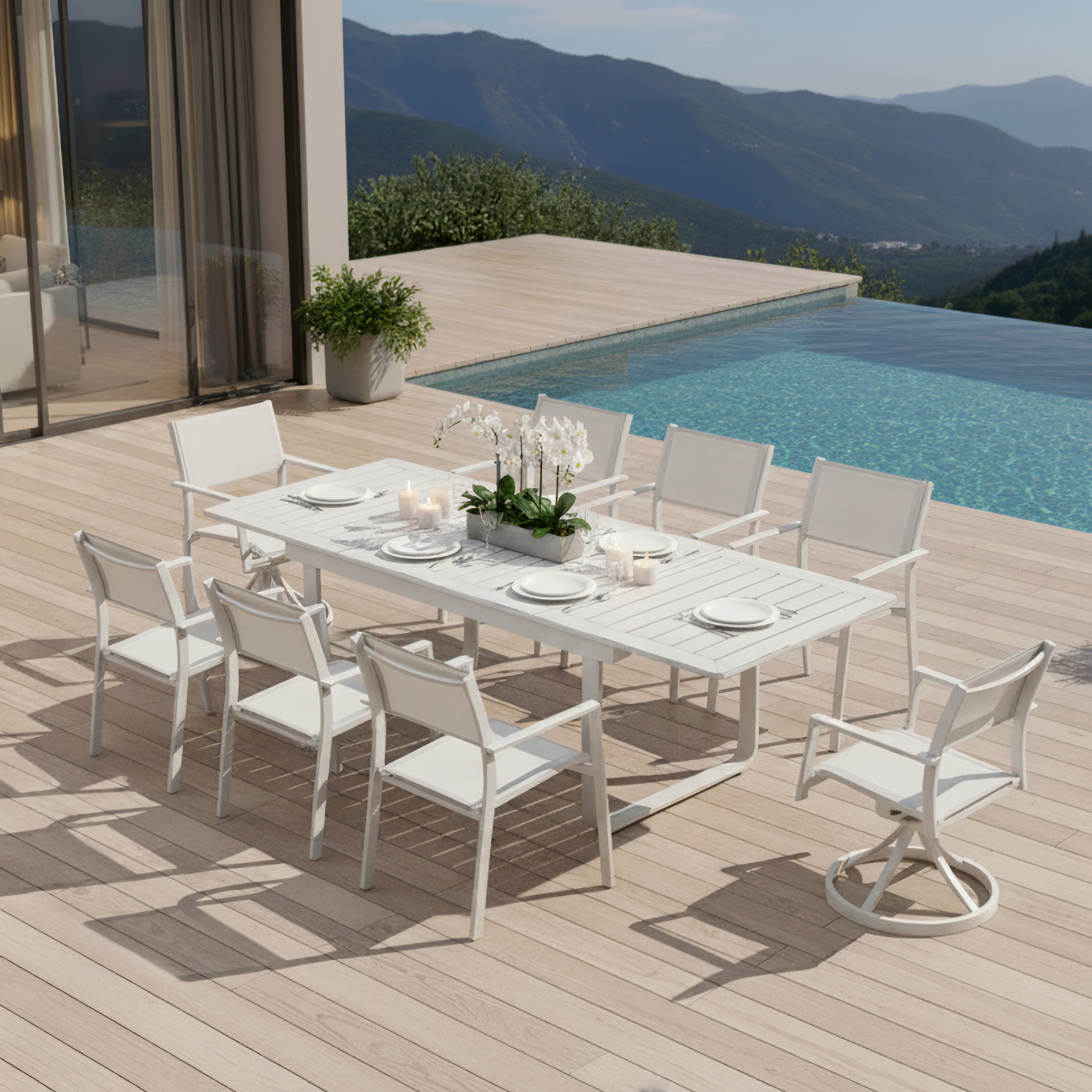 9-Piece Extendable Patio Outdoor Dining Set for 8 person - DS057