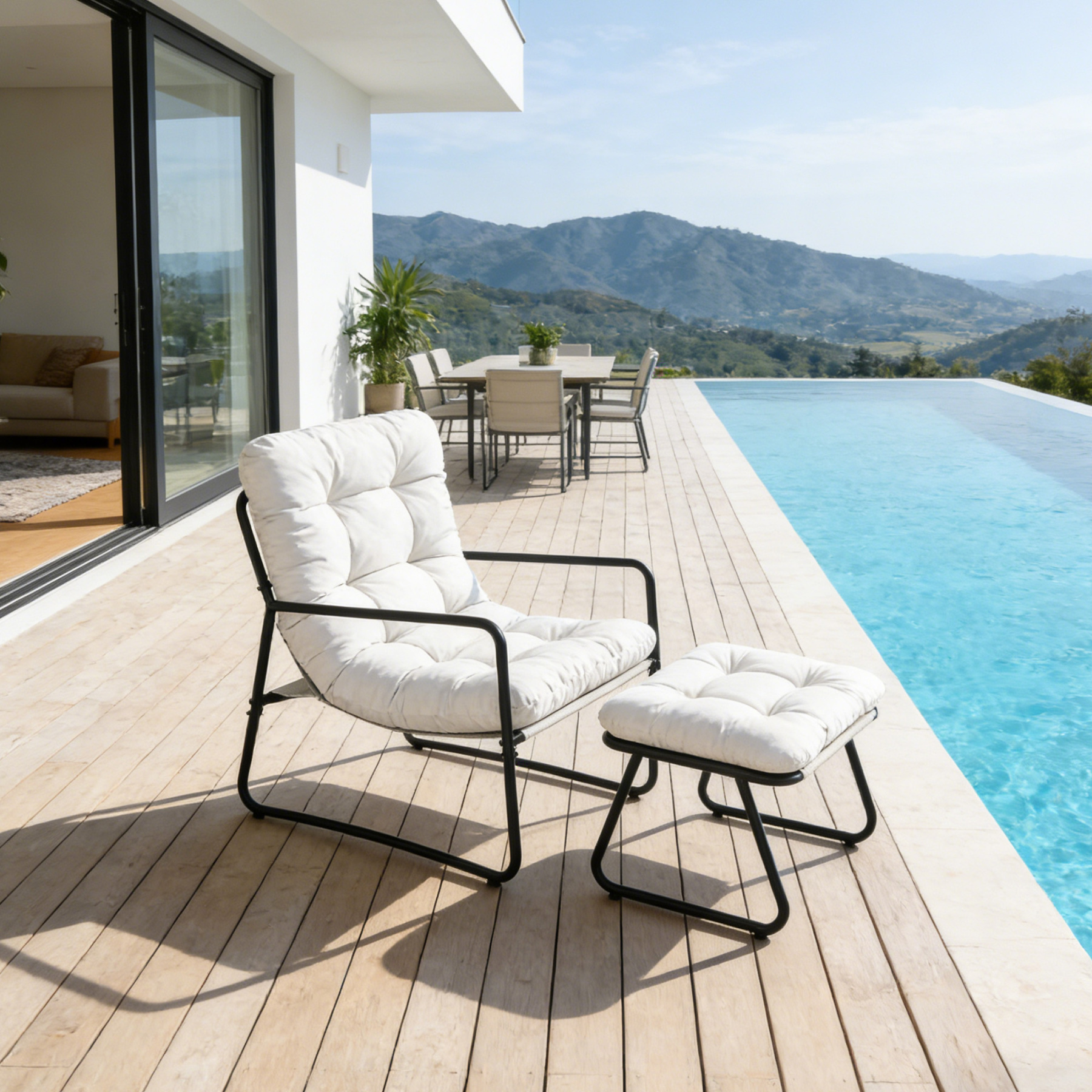 2-Piece Metal Comfy Modern Patio Rocking Chair Set with Ottoman- C033-1