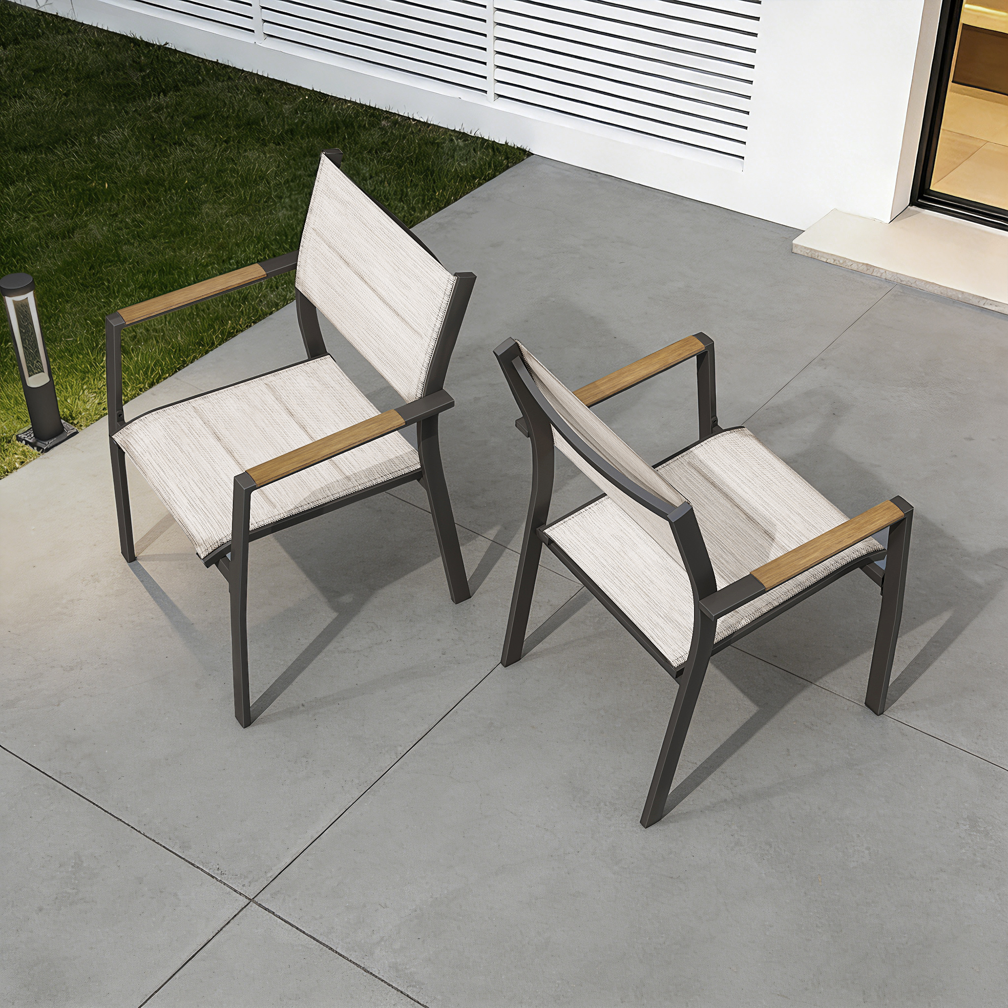 2-Piece Patio Stackable Dining Chairs - C058