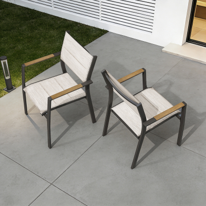 2-Piece Patio Stackable Dining Chairs - C058