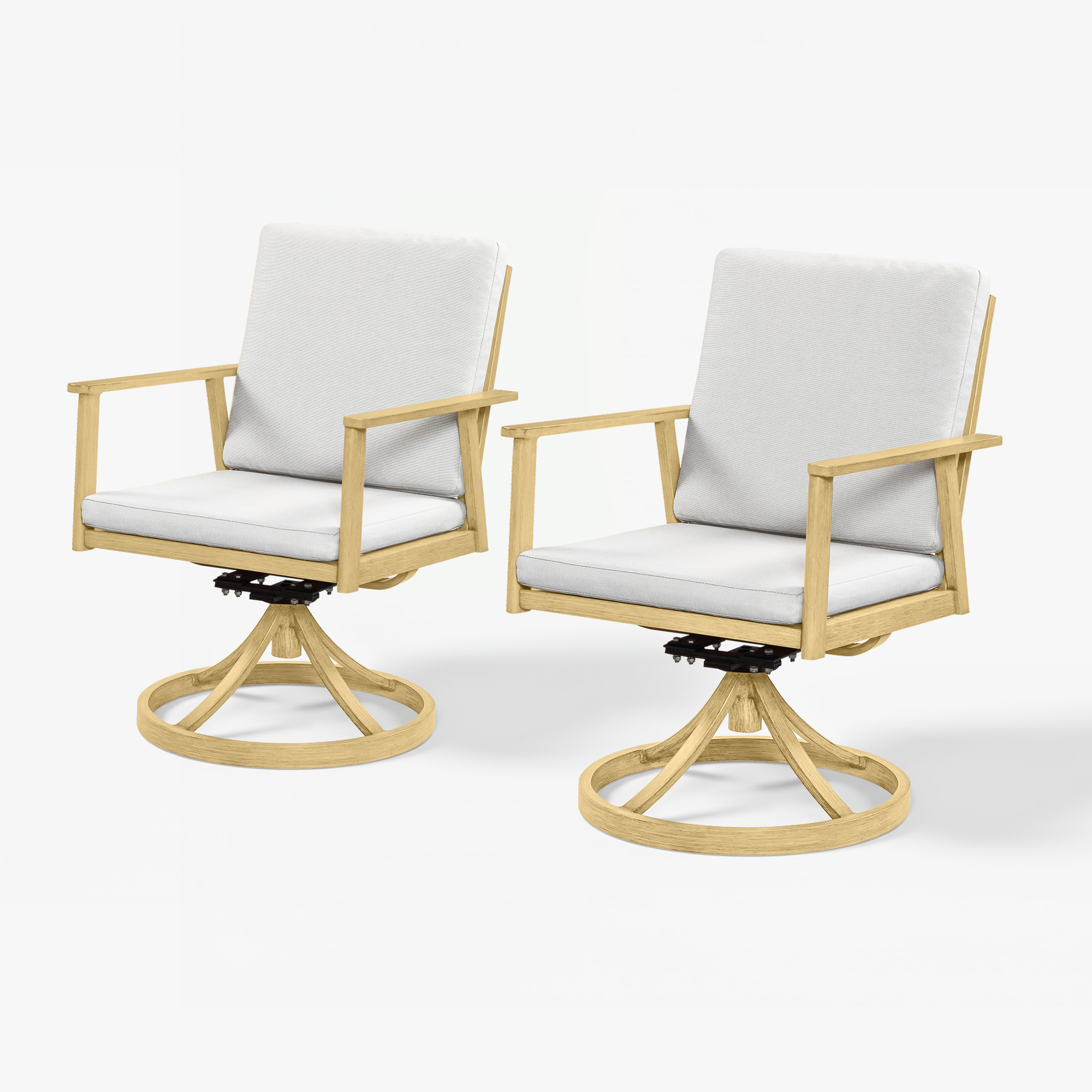 Wooden swivel chairs with white cushions, modern design - Seehill