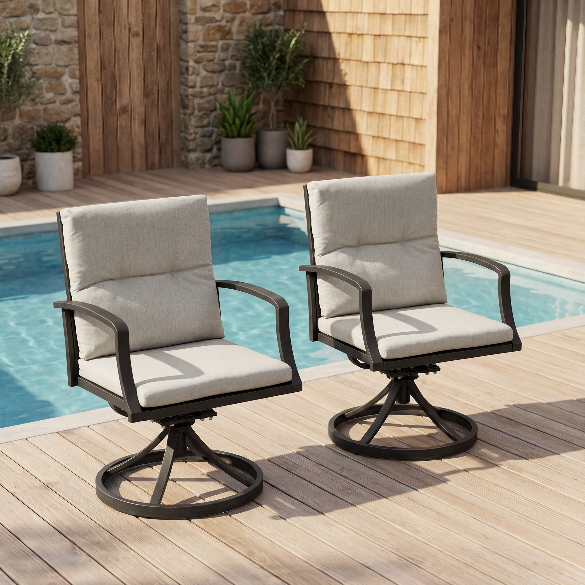 2-piece Patio Swivel Dining Chairs - C025