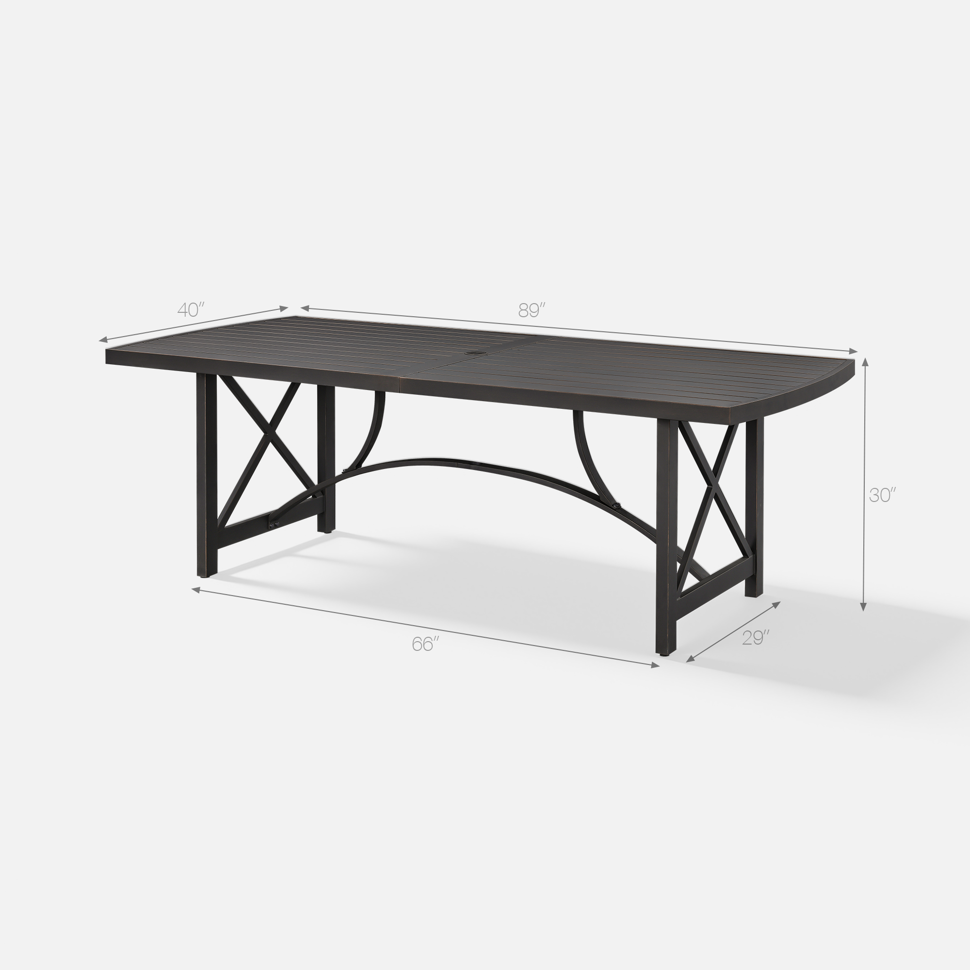 Patio Rectangle Dining Table with Umbrella Hole for 8 person - D027