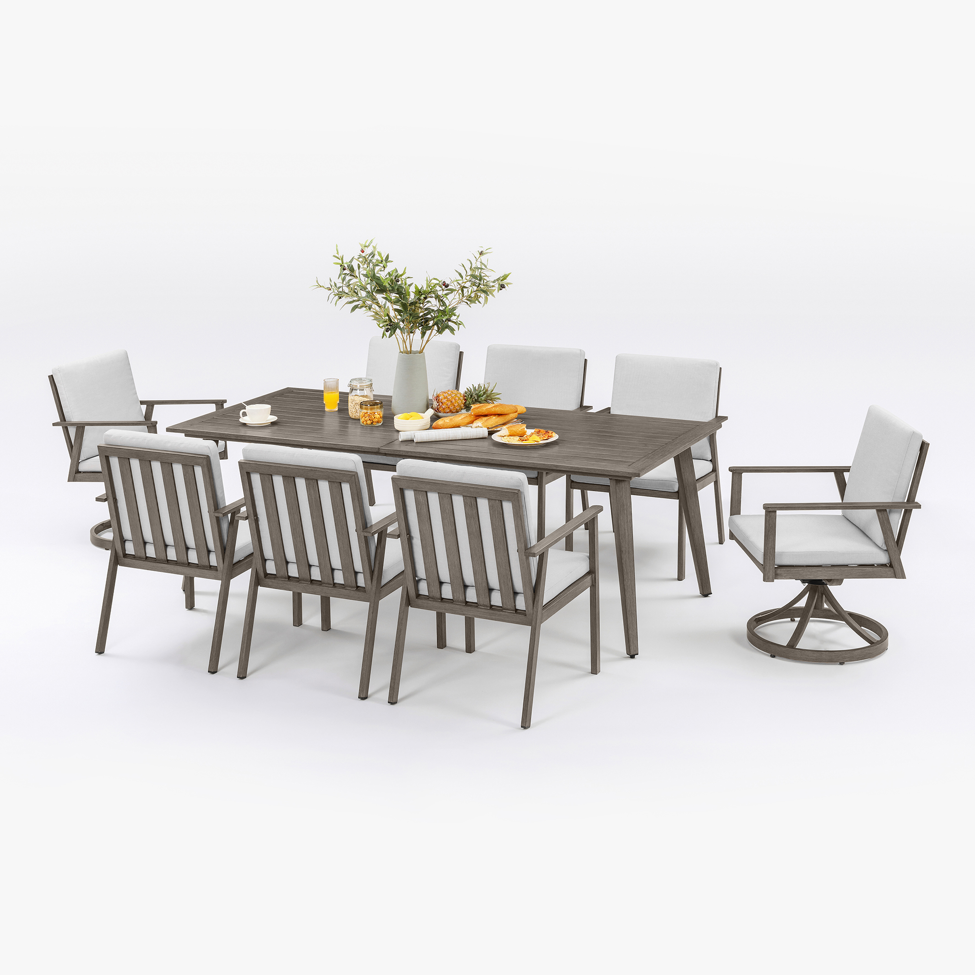 Explore the modern outdoor dining set designed with weather-resistant materials in the exclusive outdoor patio dining collection. - Seehill