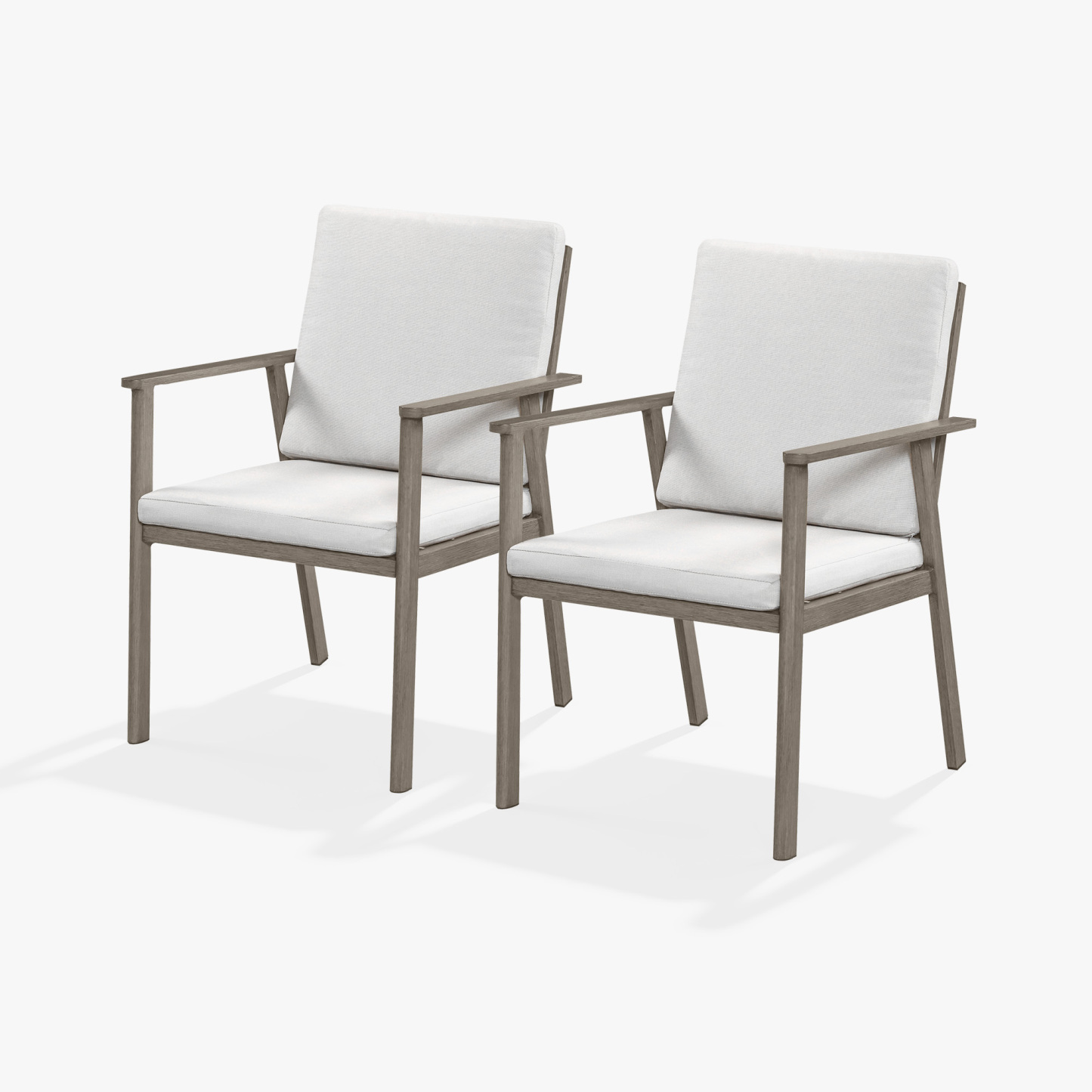 Modern wooden armchairs with white cushions, set of two - Seehill