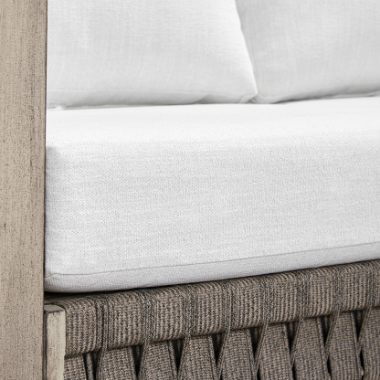 Modern outdoor sofa with gray woven frame and white - Seehill