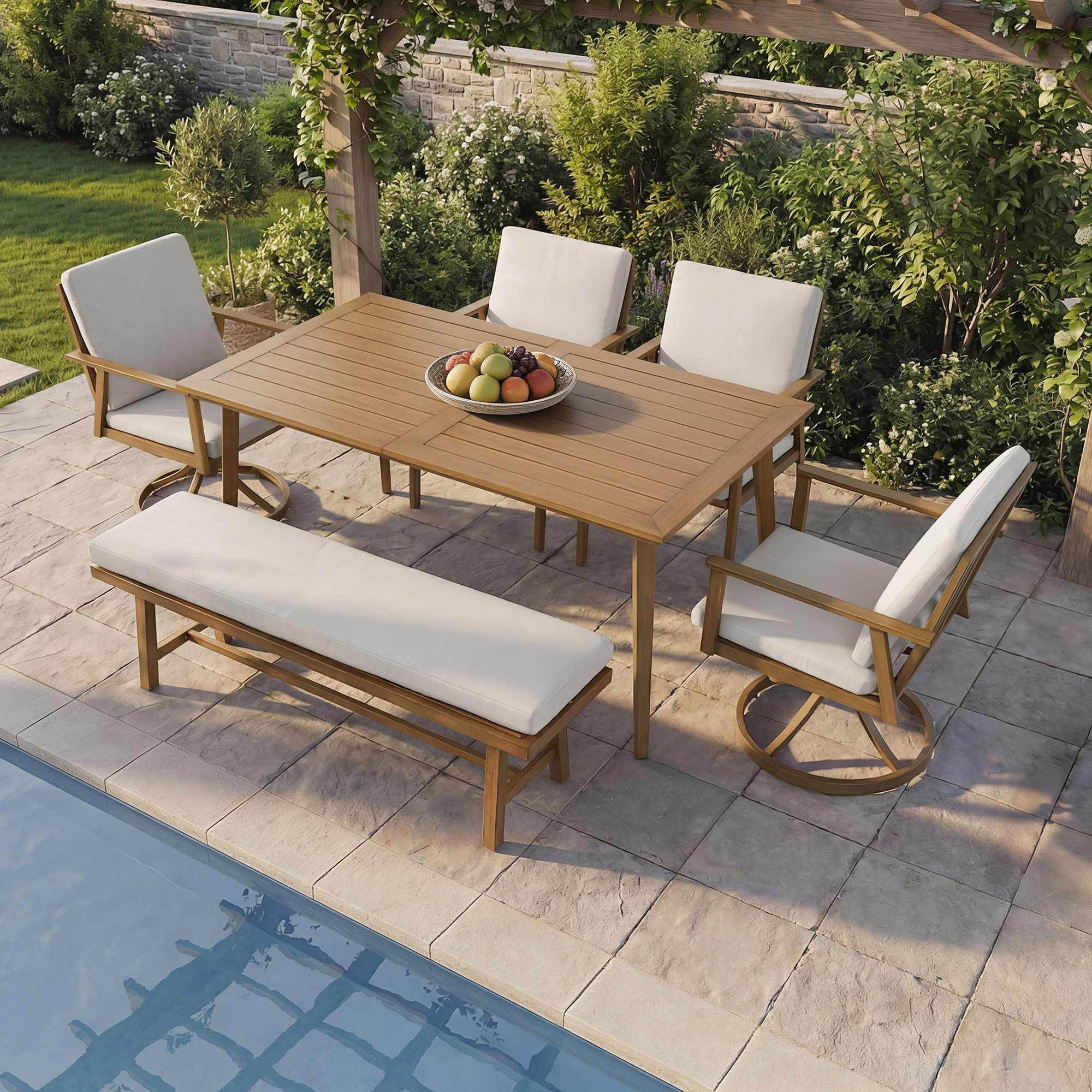 patio lounge set side table adjustable backrest