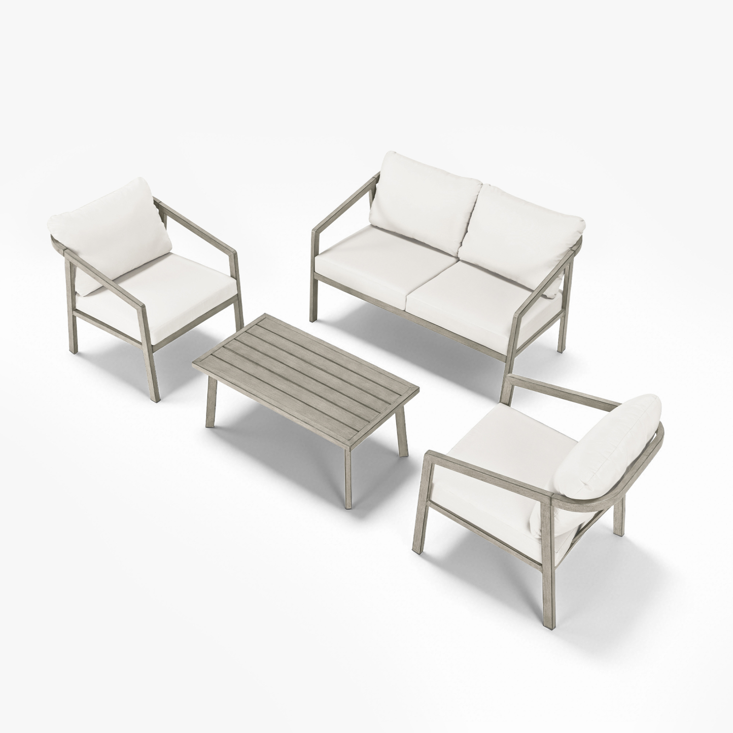 This graceful Piece Outdoor Conversation Set SS features a dark-colored, elegant design perfect for any outdoor space. - Seehill