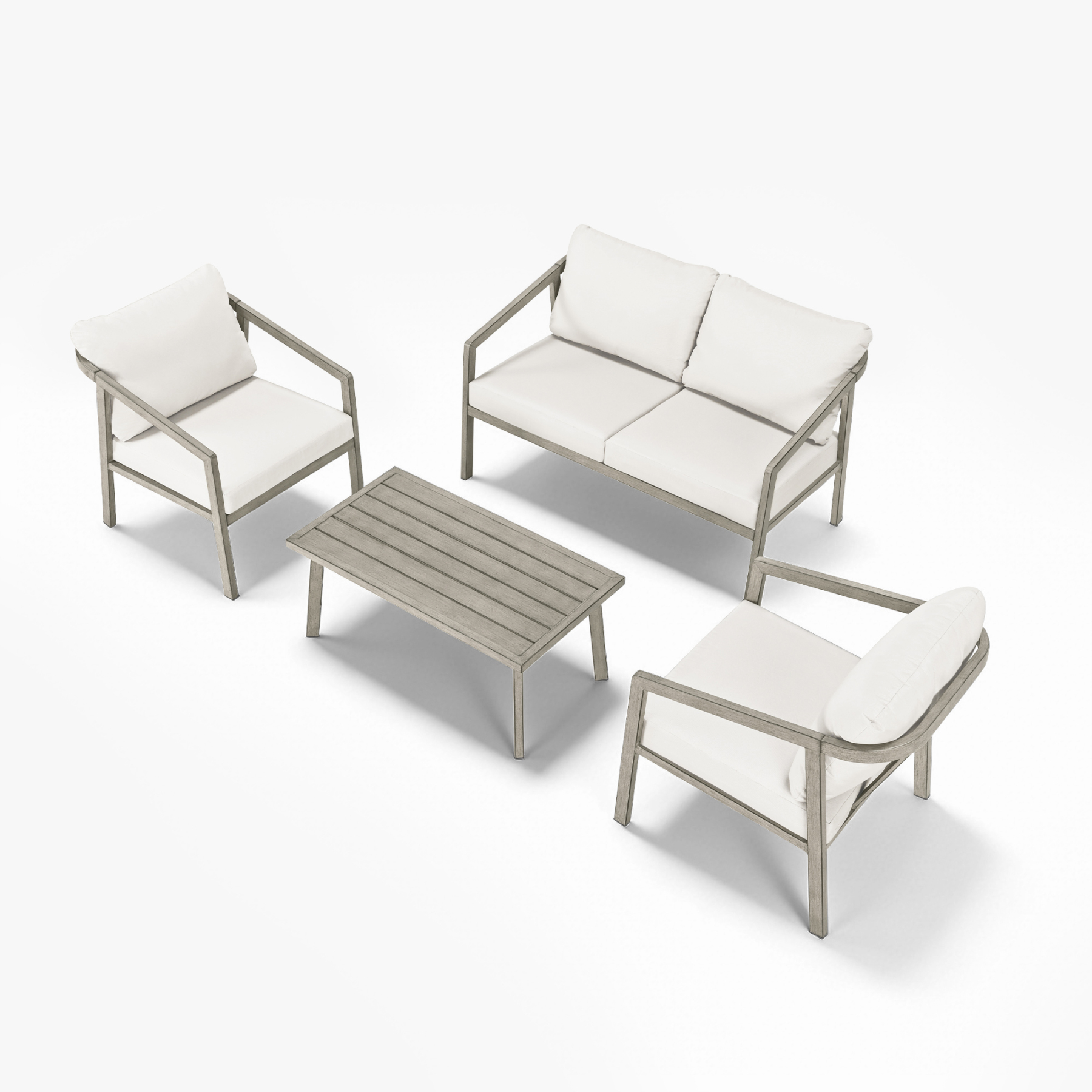 This graceful Piece Outdoor Conversation Set SS features a dark-colored, elegant design perfect for any outdoor space. - Seehill