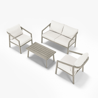 This graceful Piece Outdoor Conversation Set SS features a dark-colored, elegant design perfect for any outdoor space. - Seehill