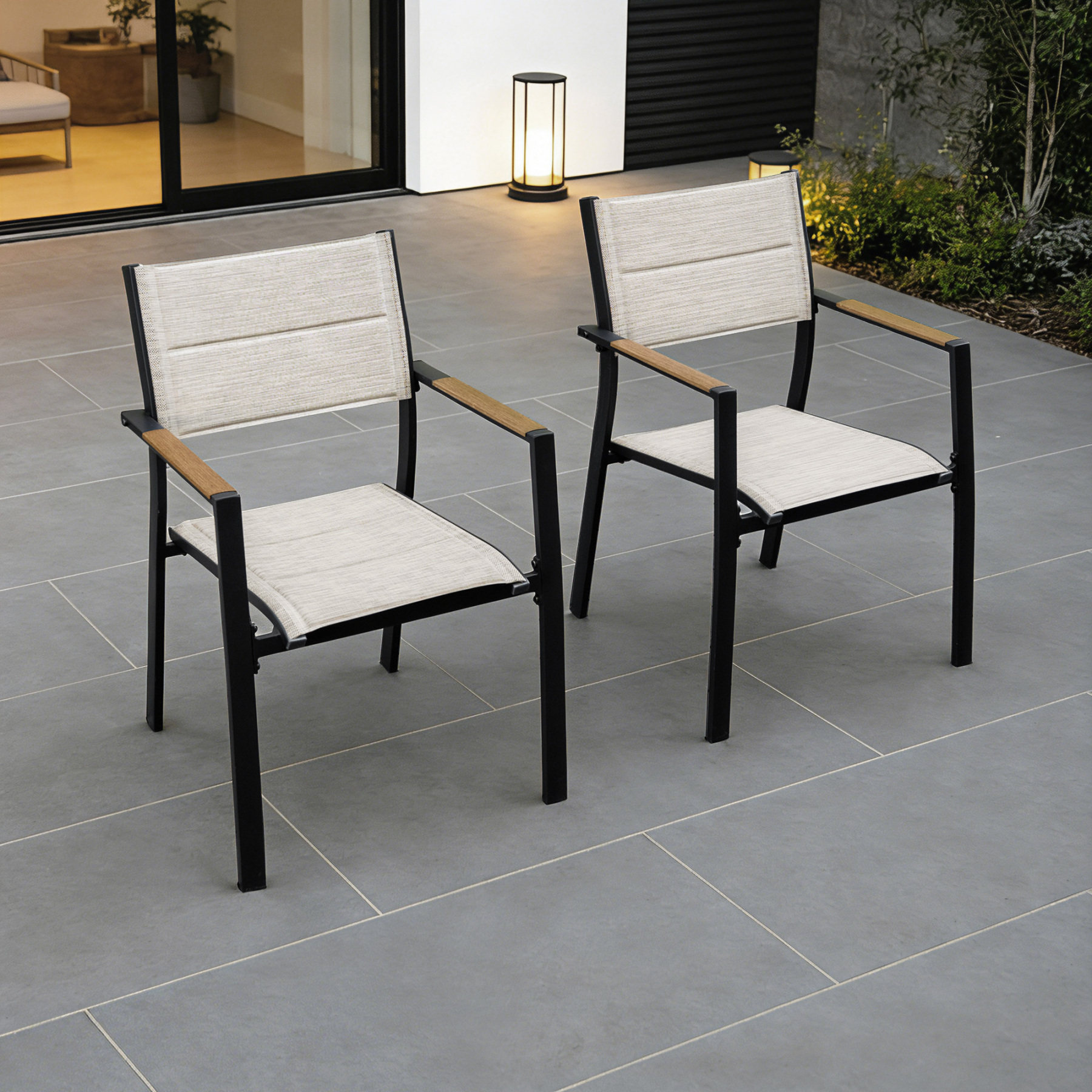 2-Piece Patio Stackable Dining Chairs - C058