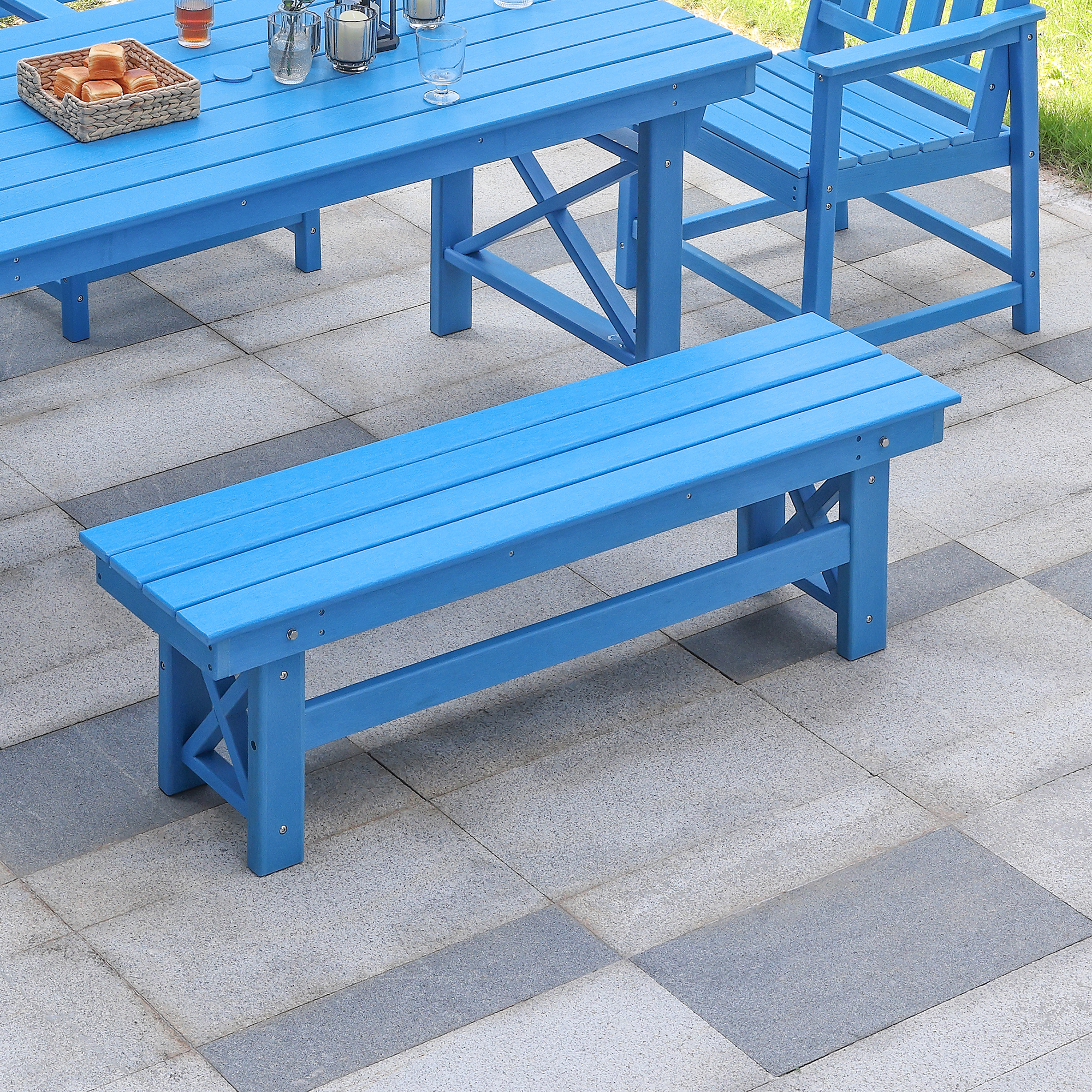 HDPE Patio Outdoor Backless Bench - C075