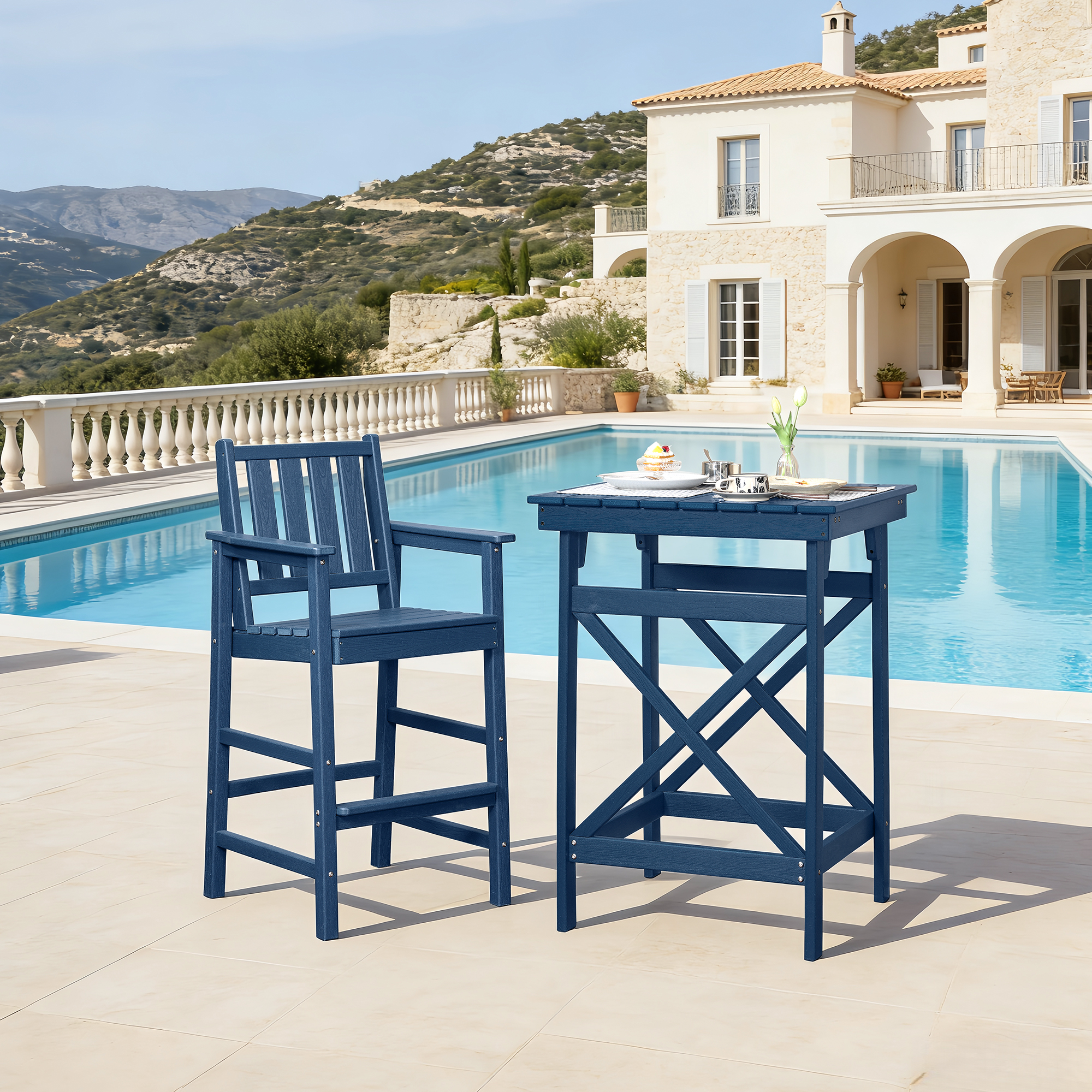HDPE Patio Adirondack Outdoor Bar Height Table - C078-1