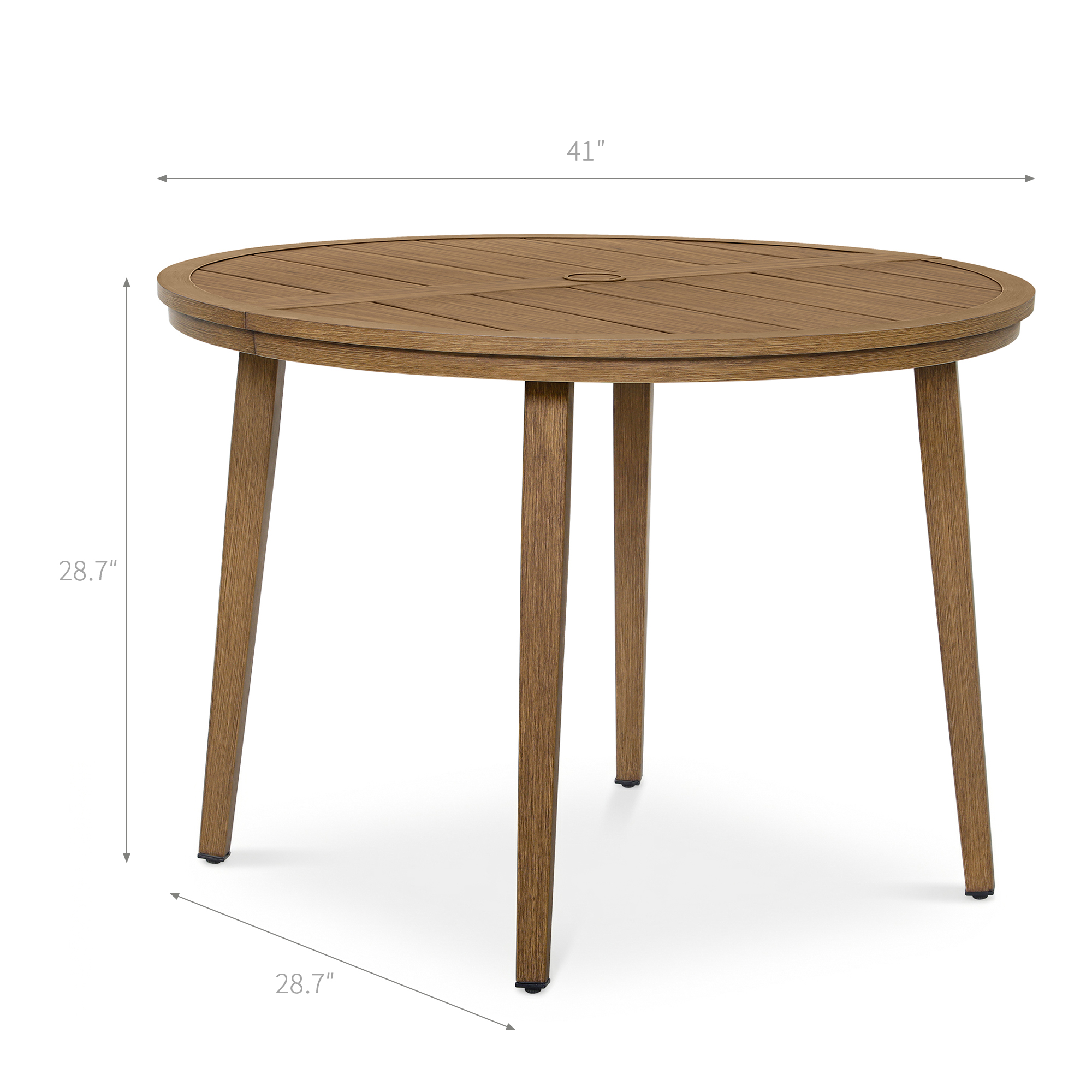 Never-Rust Aluminum Round Patio Dining Table with Umbrella Hole - D082