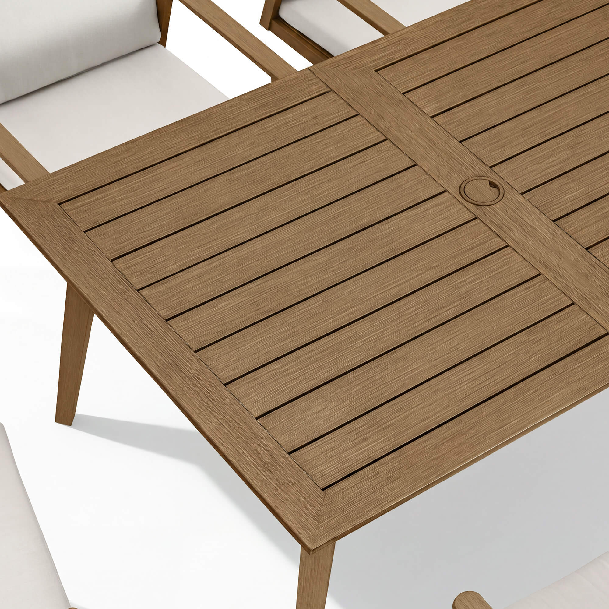 6 Person Outdoor Dining Table Aluminum Umbrella Hole All-Weather-D003
