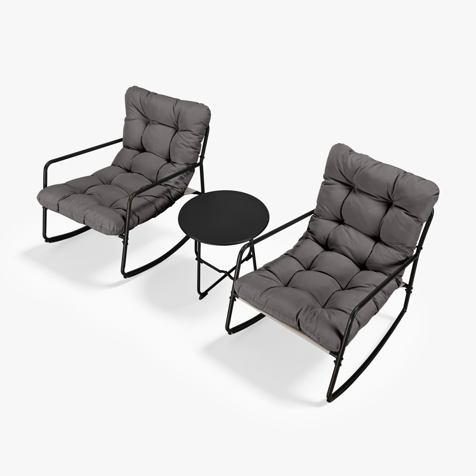 3-Piece Metal Comfy Modern Patio Rocking Chair Set - C032-3