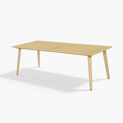 Modern light wood dining table with sleek design and slatted top - Seehill