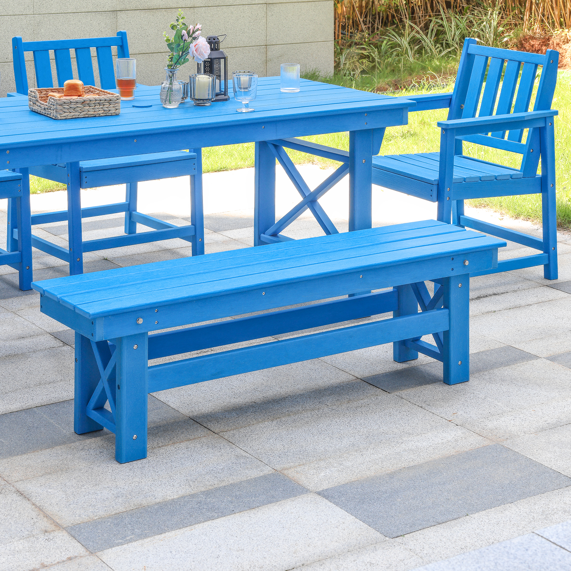 HDPE Patio Outdoor Backless Bench - C075