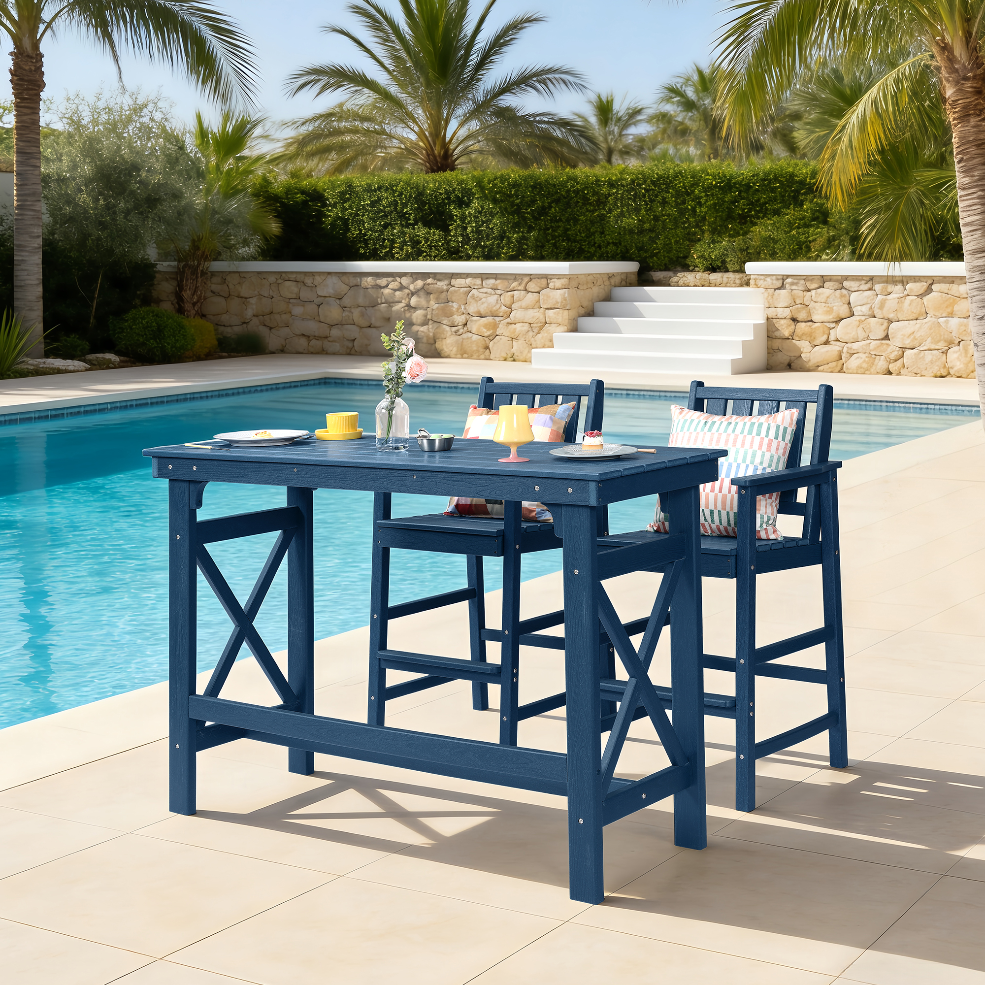 HDPE Patio Adirondack Outdoor Bar Counter Height Table - C078-2