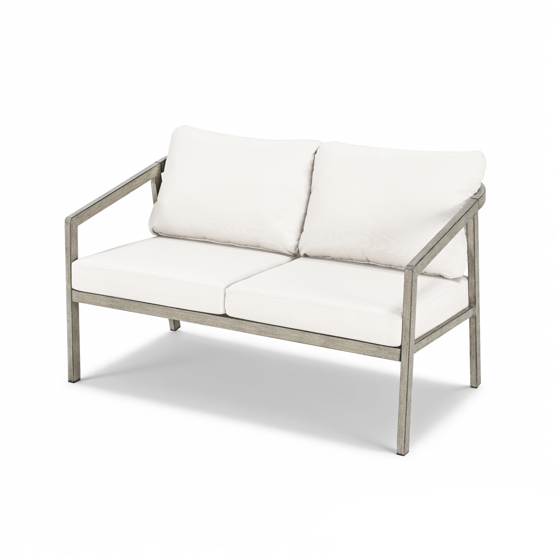 Explore the Seater patio outdoor loveseat with gray cushions and dark wicker frame, offering a stylish outdoor seating option. - Seehill