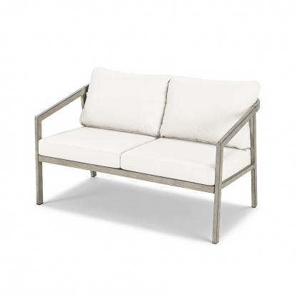 Explore the Seater patio outdoor loveseat with gray cushions and dark wicker frame, offering a stylish outdoor seating option. - Seehill