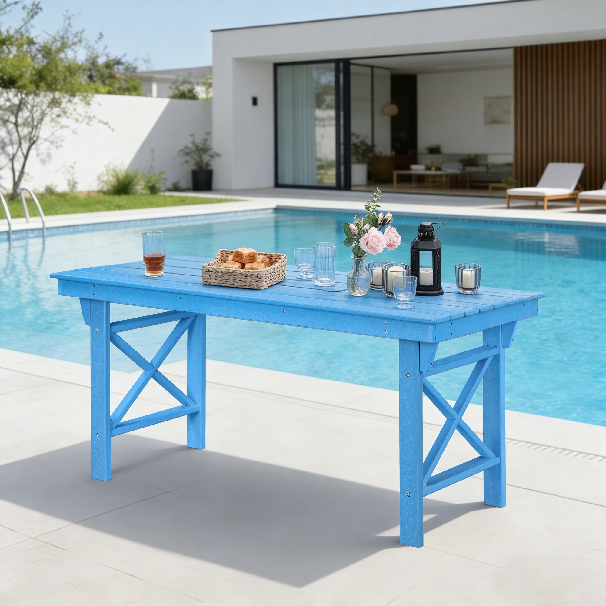 HDPE Patio Outdoor Dining Table for 6 - D073
