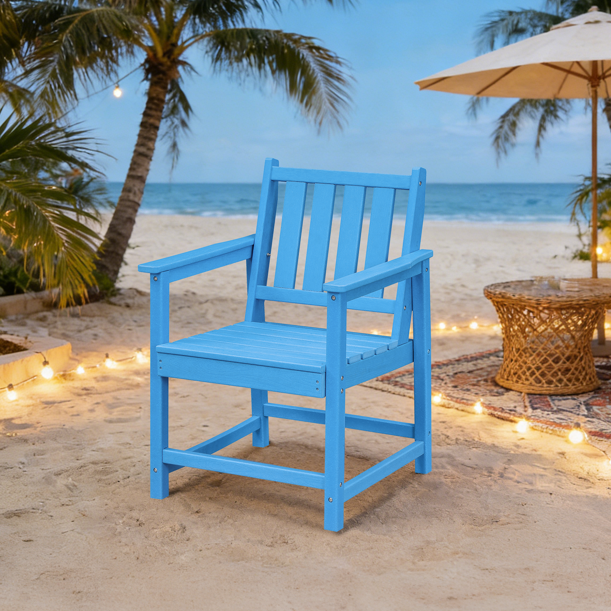 HDPE Patio Outdoor Dining Chair with Armrest - C074