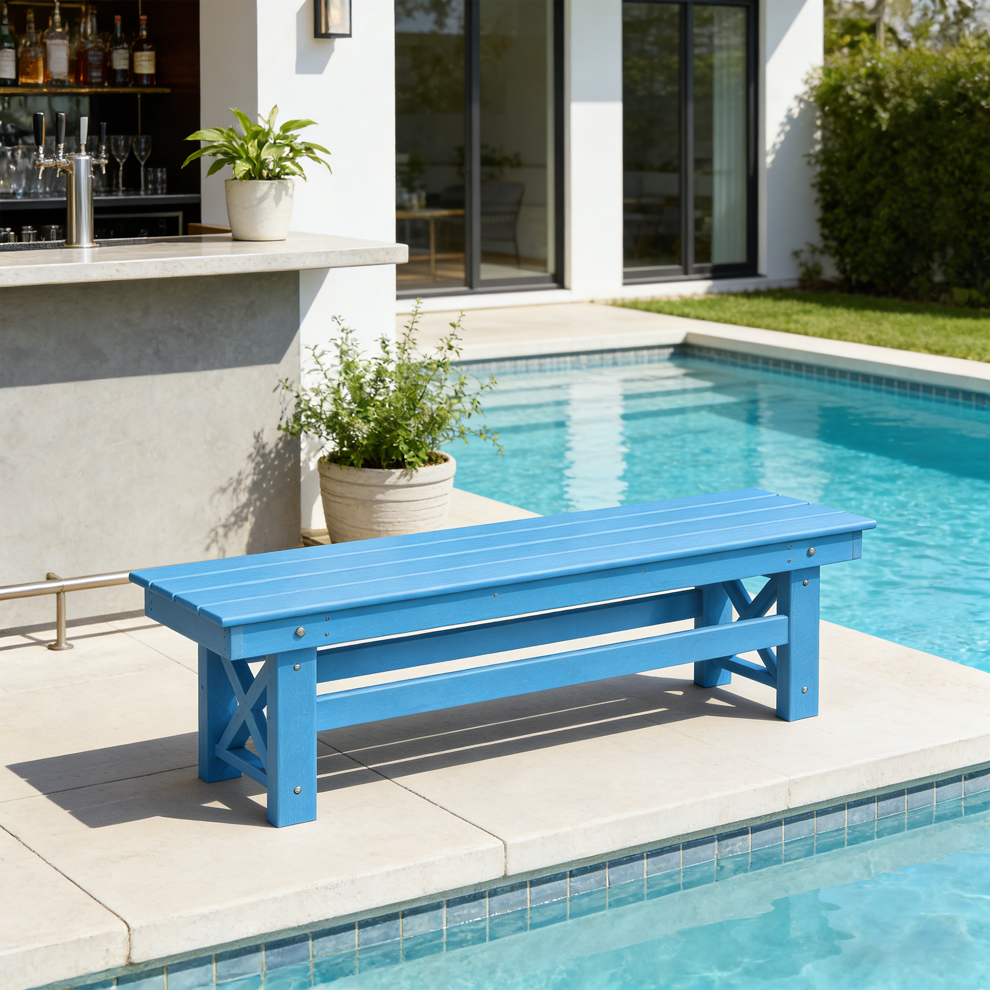 HDPE Patio Outdoor Backless Bench - C075