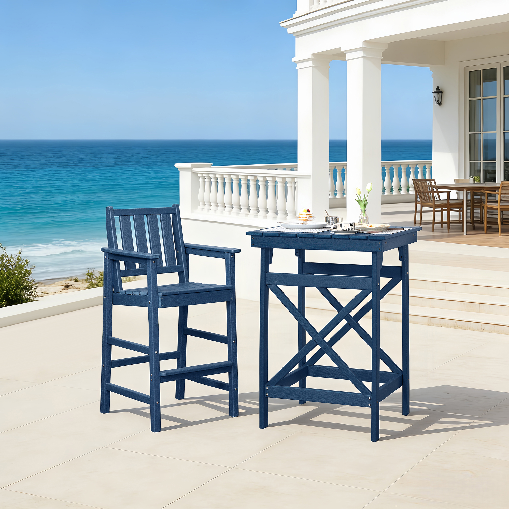 HDPE Patio Adirondack Outdoor Bar Height Table - C078-1