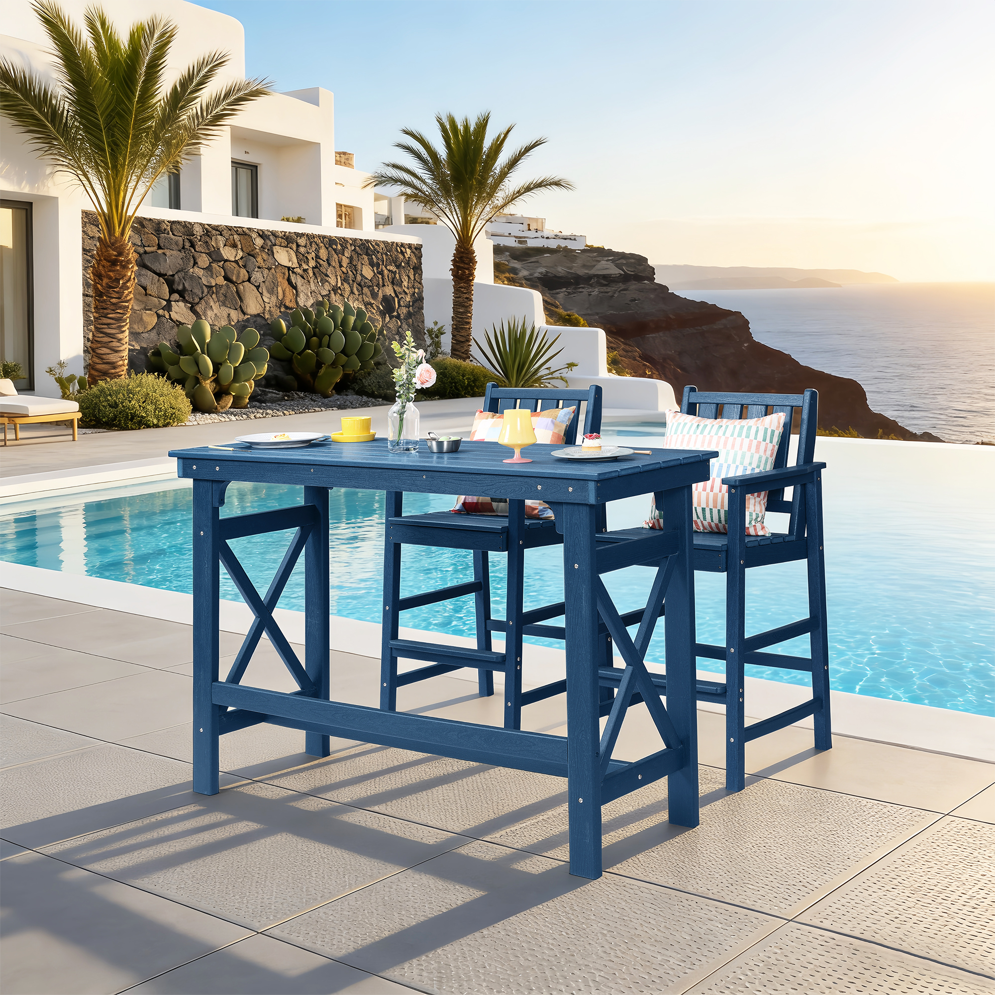 3/5-Piece HDPE Outdoor Bar Stools Set - DS080