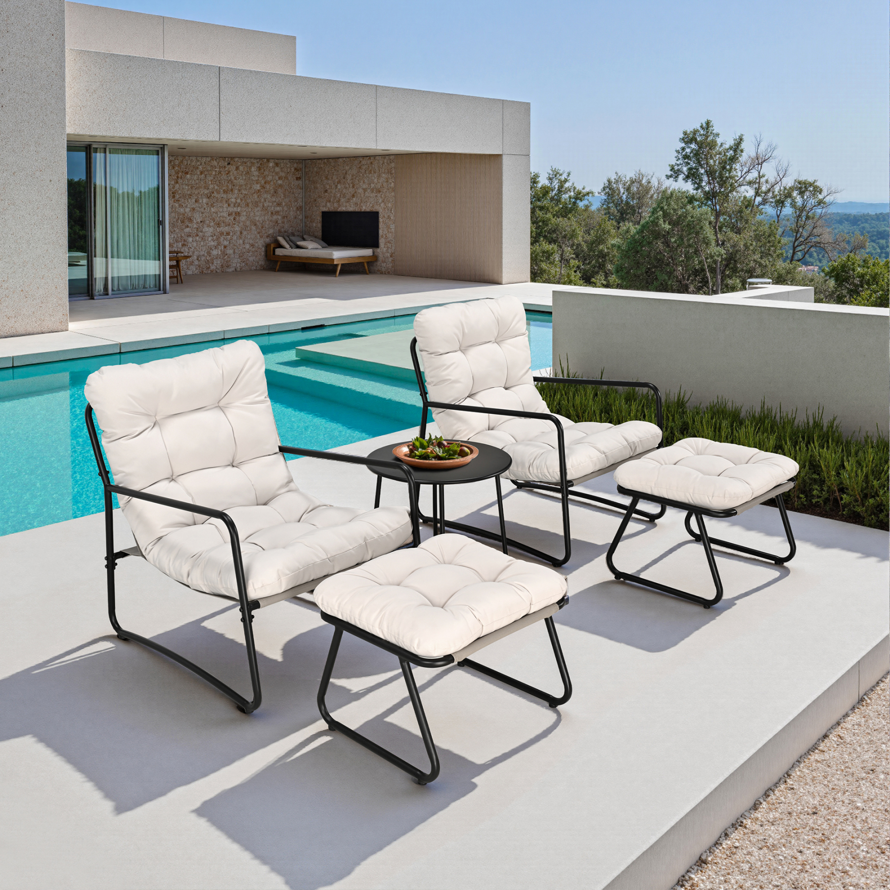 5-Piece Metal Comfy Modern Patio Rocking Chair Set - C033-3