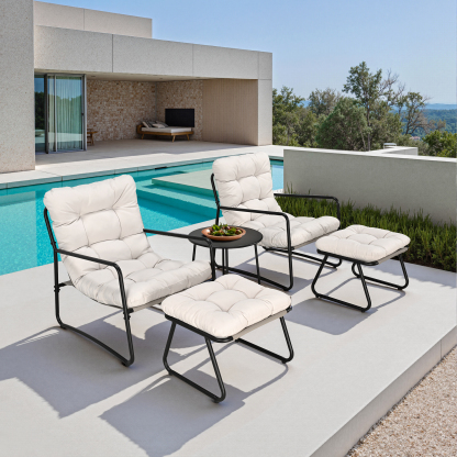 5-Piece Metal Comfy Modern Patio Rocking Chair Set - C033-3